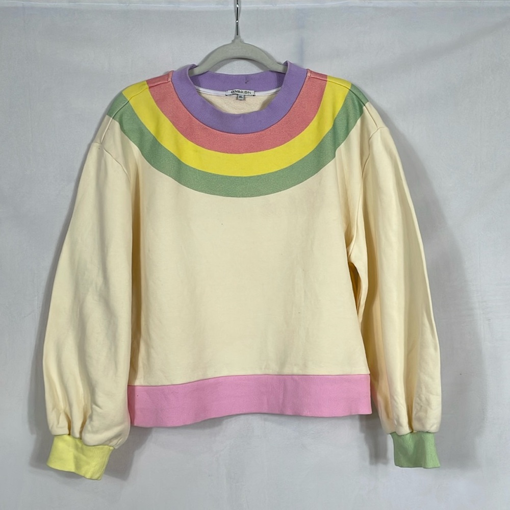 Olivia Rubin Nettie Rainbow Placement Sweater Sweatshirt Size XL